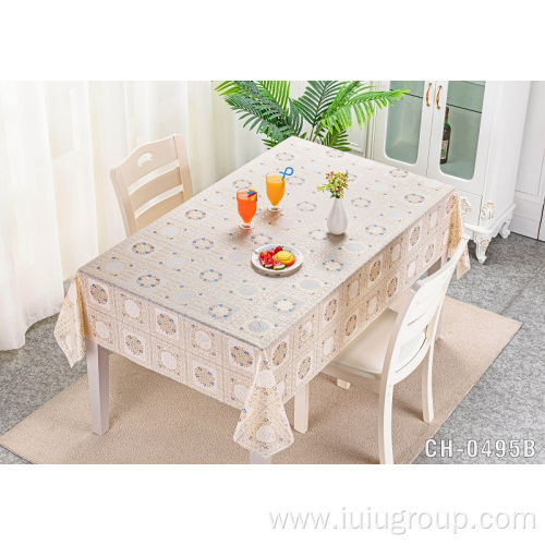 Hotel White Square Lilac Cutting Navy Table Cloth